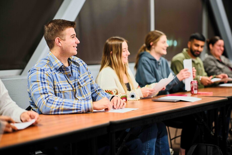 Three students visiting campus