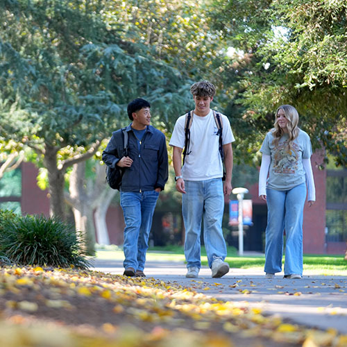 Photo of students walking on campus