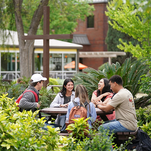 Photo of students at the Green