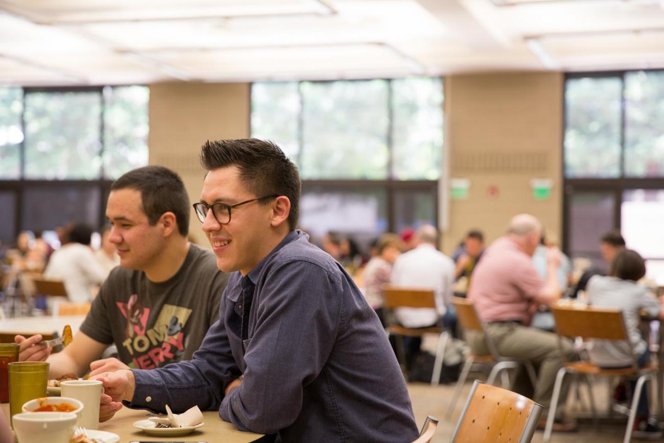 Students eating in the cafeteria