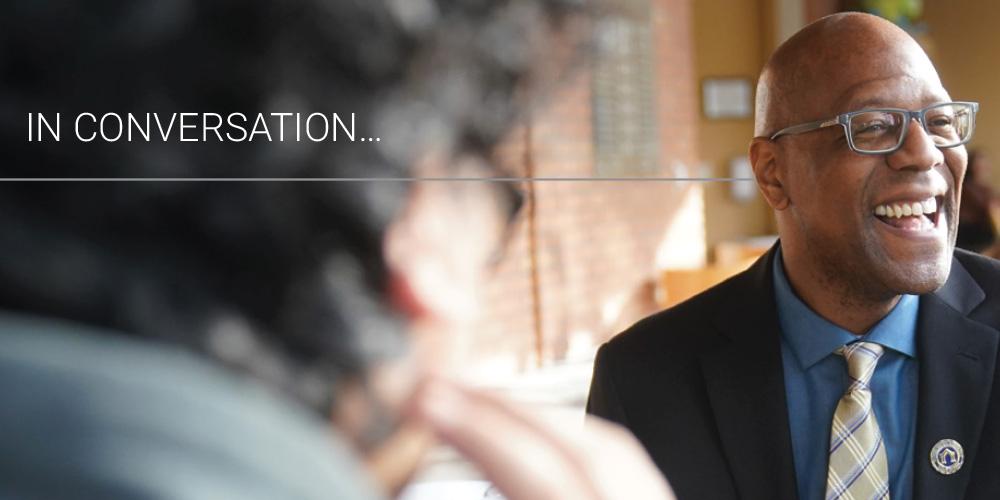 In Conversation with President Stephens graphic