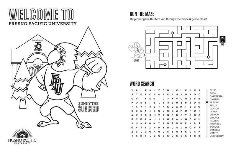 Coloring page and maze