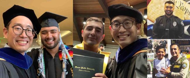 Photo collage of Professor Lloyd Chia and students