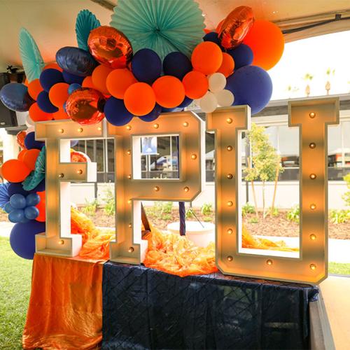 A light up sign that says FPU