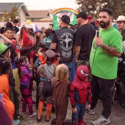 Photo of Brandon Davison with a crowd