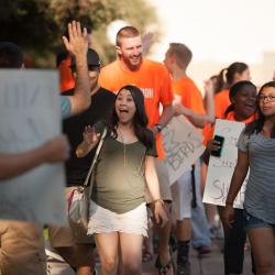 New students at orientation