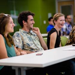 Students at a desk during class