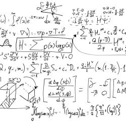 Handwritten mathematical equations, graphs and diagrams in black ink on a white background.