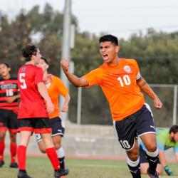 FPU Soccer player celebrating a goal